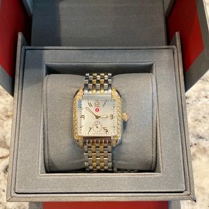 Michele watch - gold, steel, and diamonds